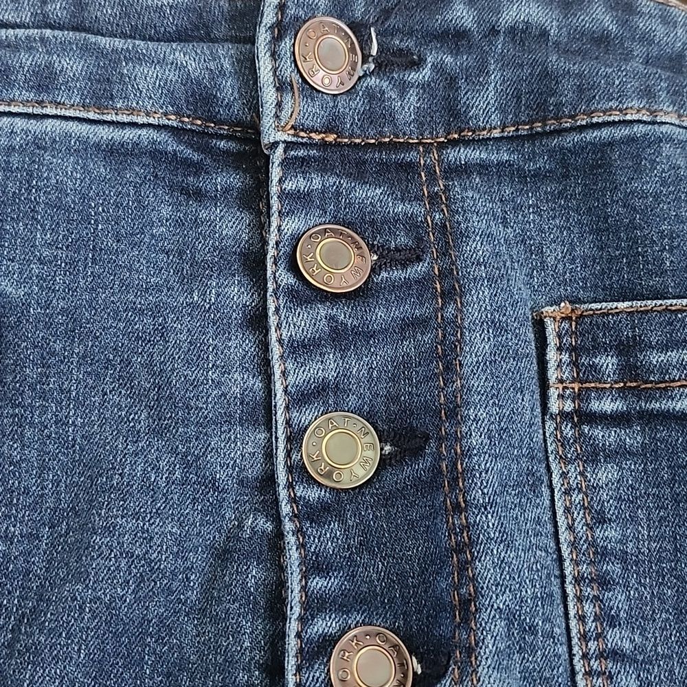 OAT New York High Rise Button Fly Wide Leg Jeans, Dark Blue Wash, 32 - Picture 4 of 11